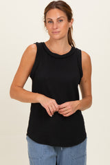 Black Ribbed Sleeveless Top