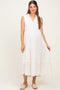 Cream Sleeveless Button Up Tiered Maternity Maxi Dress