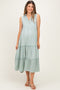 Seafoam Sleeveless Button Up Tiered Maternity Maxi Dress