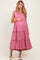 Pink Sleeveless Button Up Tiered Maternity Maxi Dress