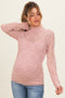 Dusty Mauve High Neck Fitted Sheer Lace Maternity Top