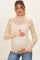 Butter Yellow High Neck Fitted Sheer Lace Maternity Top