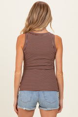 Chocolate Striped Ribbed Knit Maternity Tank Top