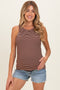 Chocolate Striped Ribbed Knit Maternity Tank Top