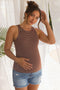 Chocolate Striped Ribbed Knit Maternity Tank Top