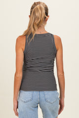 Black Striped Ribbed Knit Maternity Tank Top