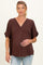 Brown V-Neck Pin-Tuck Detail Maternity Top