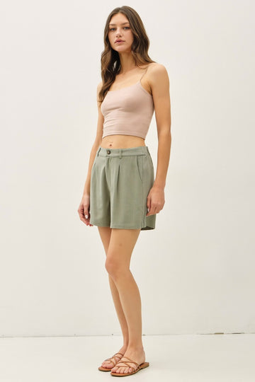 Dusty Spruce Linen Blend Shorts