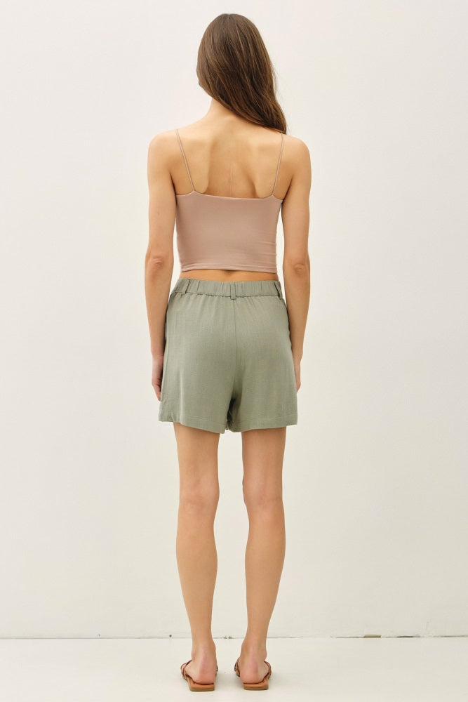 Dusty Spruce Linen Blend Shorts