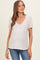 Natural Linen Blend V-Neck Short Sleeve Maternity T-Shirt