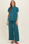 Teal Textured Rib Mock Neck Short Sleeve Pant Maternity Set