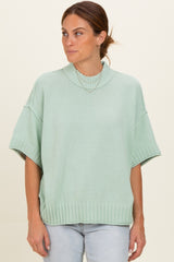 Mint Oversized Mock Neck Short Sleeve Maternity Sweater