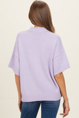 Lavender Oversized Mock Neck Short Sleeve Maternity Sweater