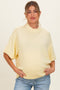 Banana Cream Oversized Mock Neck Short Sleeve Maternity Sweater