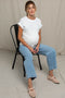 Ivory Rolled Cuff Sleeve Relaxed Fit Maternity Tee