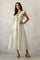 Cream Floral Front Bow Open Back Midi Dress