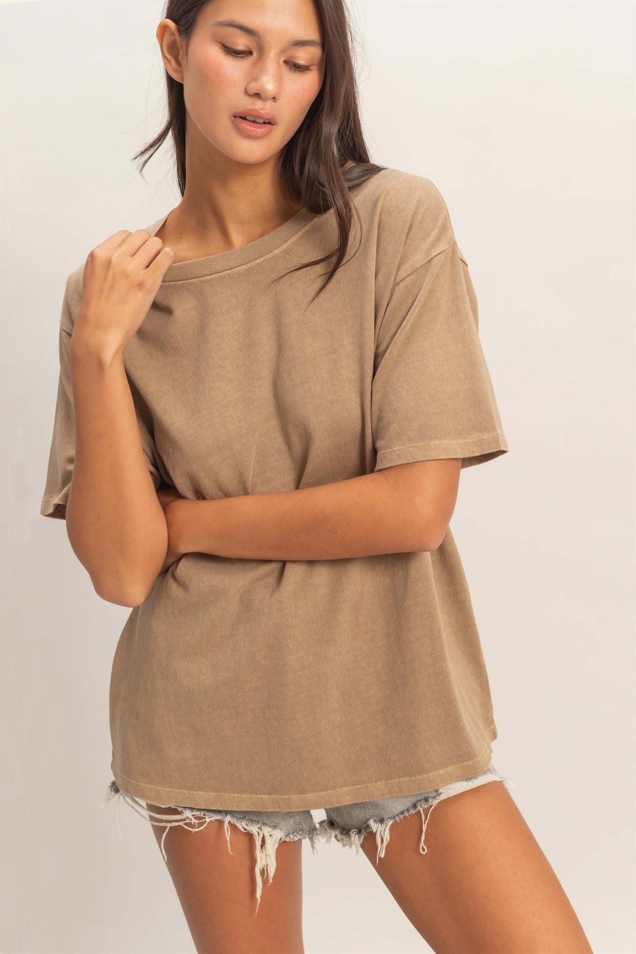 Mocha Maternity Crew Neck T-Shirt