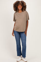 Mocha Maternity Crew Neck T-Shirt