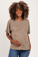 Mocha Maternity Crew Neck T-Shirt
