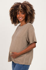 Mocha Maternity Crew Neck T-Shirt