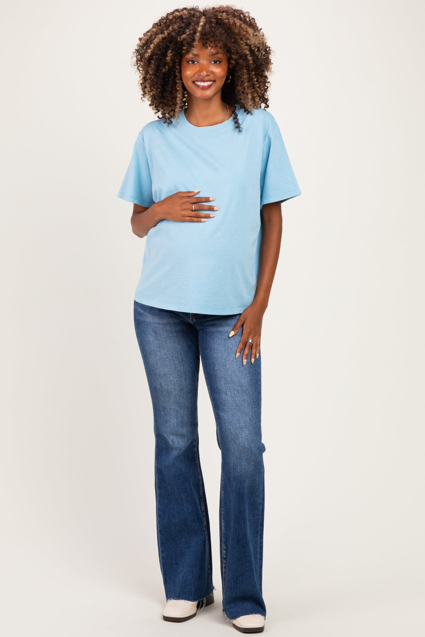 Blue Maternity Crew Neck T-Shirt