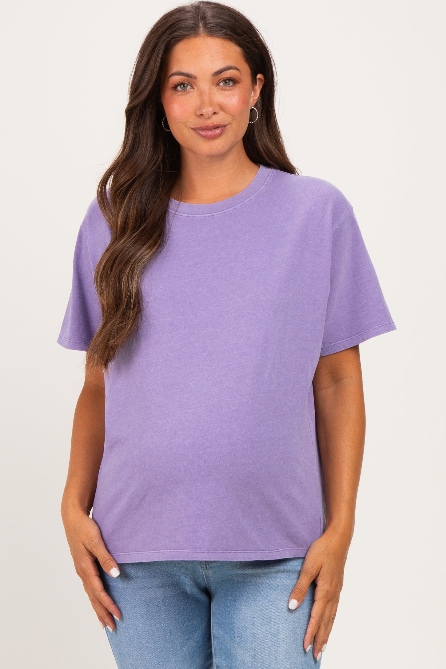 Purple Maternity Crew Neck T-Shirt