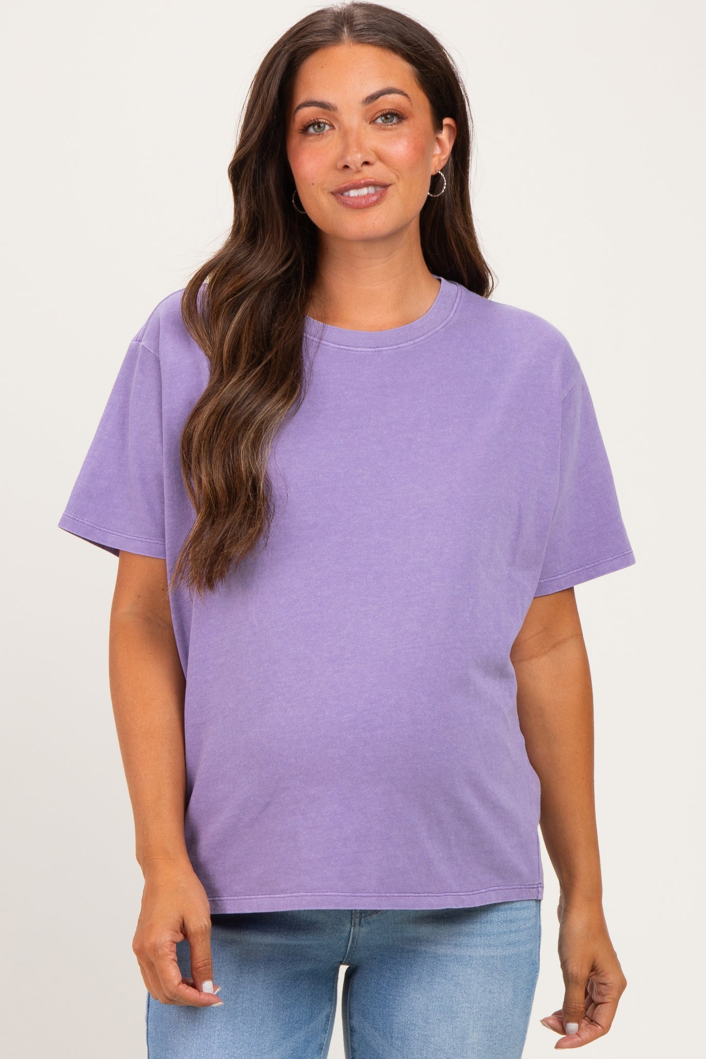 Purple Maternity Crew Neck T-Shirt
