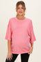 Pink Pigment Oversized Half-Sleeve Maternity T-Shirt
