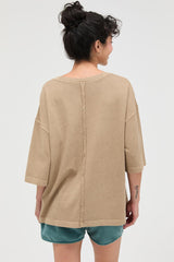 Mocha Pigment Oversized Half-Sleeve T-Shirt
