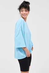 Blue Pigment Oversized Half-Sleeve T-Shirt