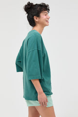 Dark Teal Pigment Oversized Half-Sleeve T-Shirt