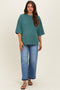 Dark Teal Pigment Oversized Half-Sleeve Maternity T-Shirt
