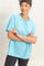 Blue Oversized Short Sleeve Crew Neck T-Shirt