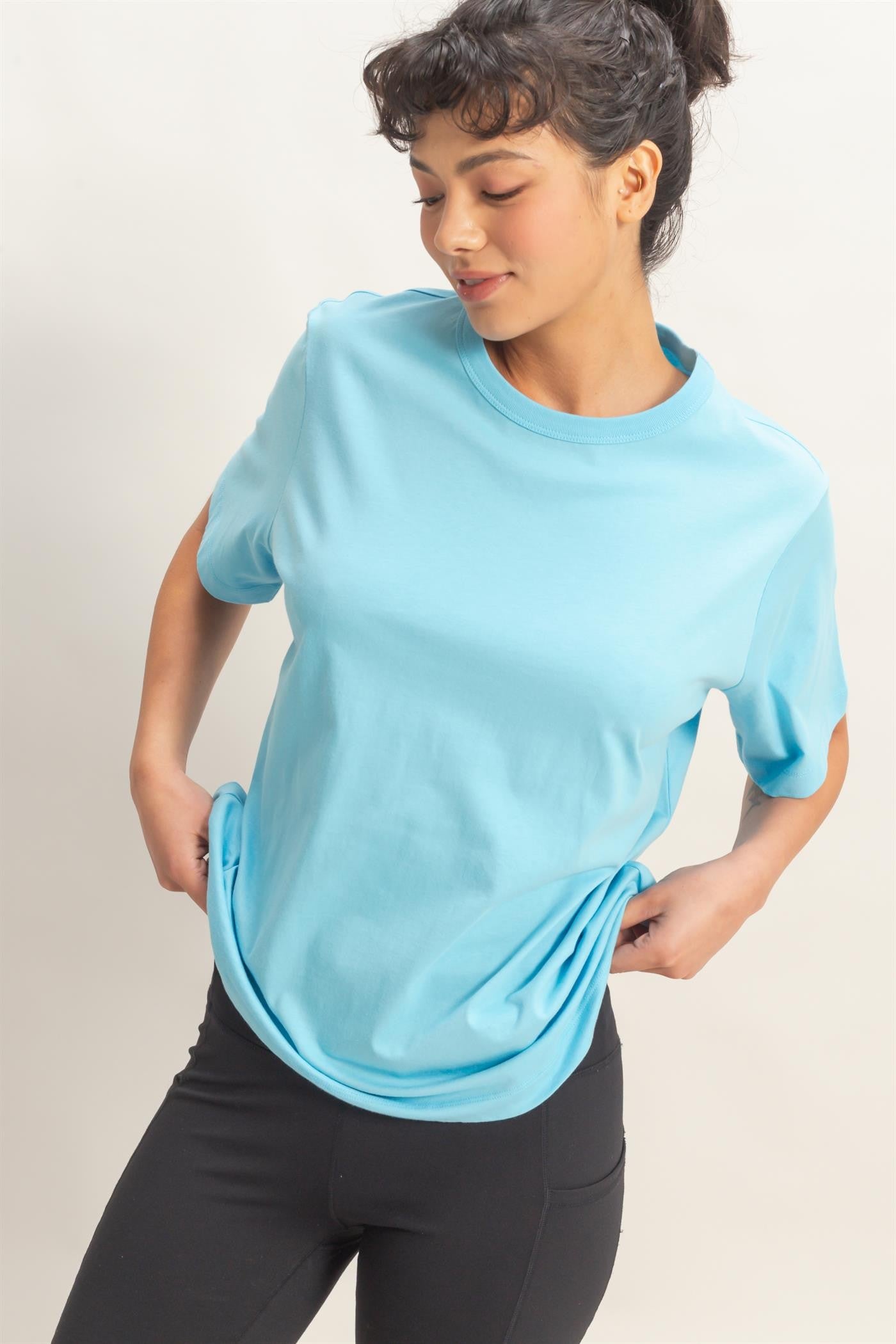 Blue Oversized Short Sleeve Crew Neck T-Shirt