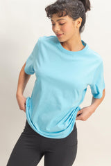Blue Oversized Short Sleeve Crew Neck T-Shirt