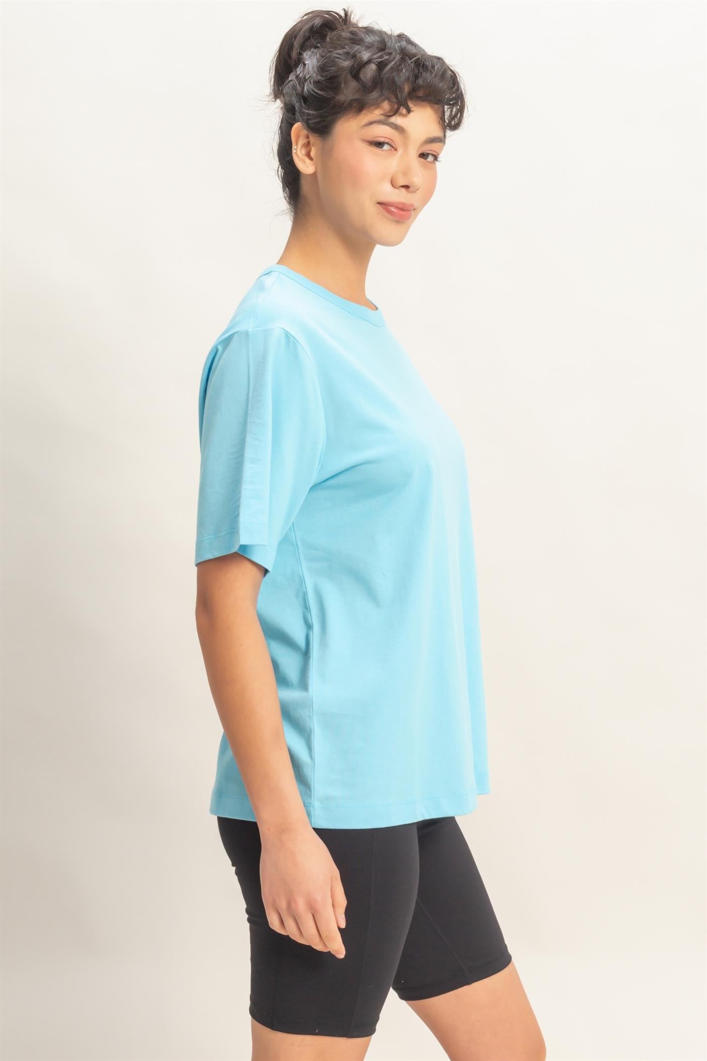 Blue Oversized Short Sleeve Crew Neck T-Shirt