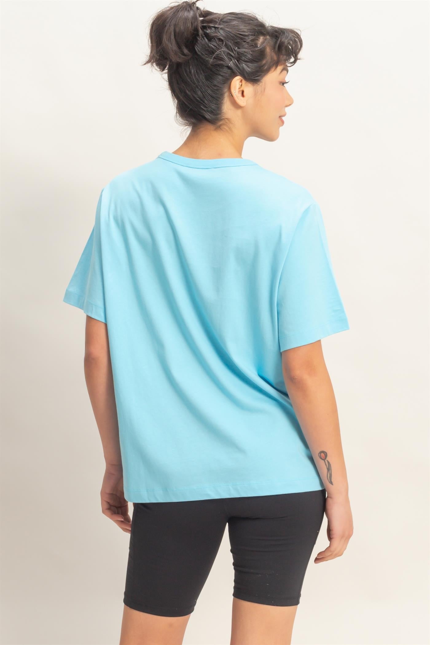 Blue Oversized Short Sleeve Crew Neck T-Shirt