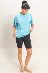 Blue Oversized Short Sleeve Crew Neck T-Shirt