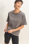 Charcoal Oversized Short Sleeve Crew Neck T-Shirt