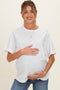 White Oversized Short Sleeve Crew Neck Maternity T-Shirt