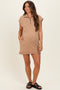 Taupe Half Zip Up Mock Neck Maternity Mini Dress