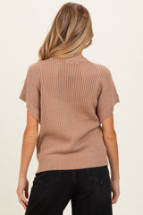Taupe Open-Knit Dolman Sleeve Maternity Top