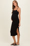 Black Side Slit Fitted Maternity Tank Dress
