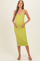 Chartreuse Square Neck Maternity Tank Dress