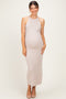 Sand Halter Ribbed Knit Maternity Maxi Dress