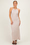 Sand Halter Ribbed Knit Maxi Dress