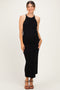 Black Halter Ribbed Knit Maternity Maxi Dress