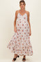 Natural Floral Tiered Button Up Maternity Maxi Dress