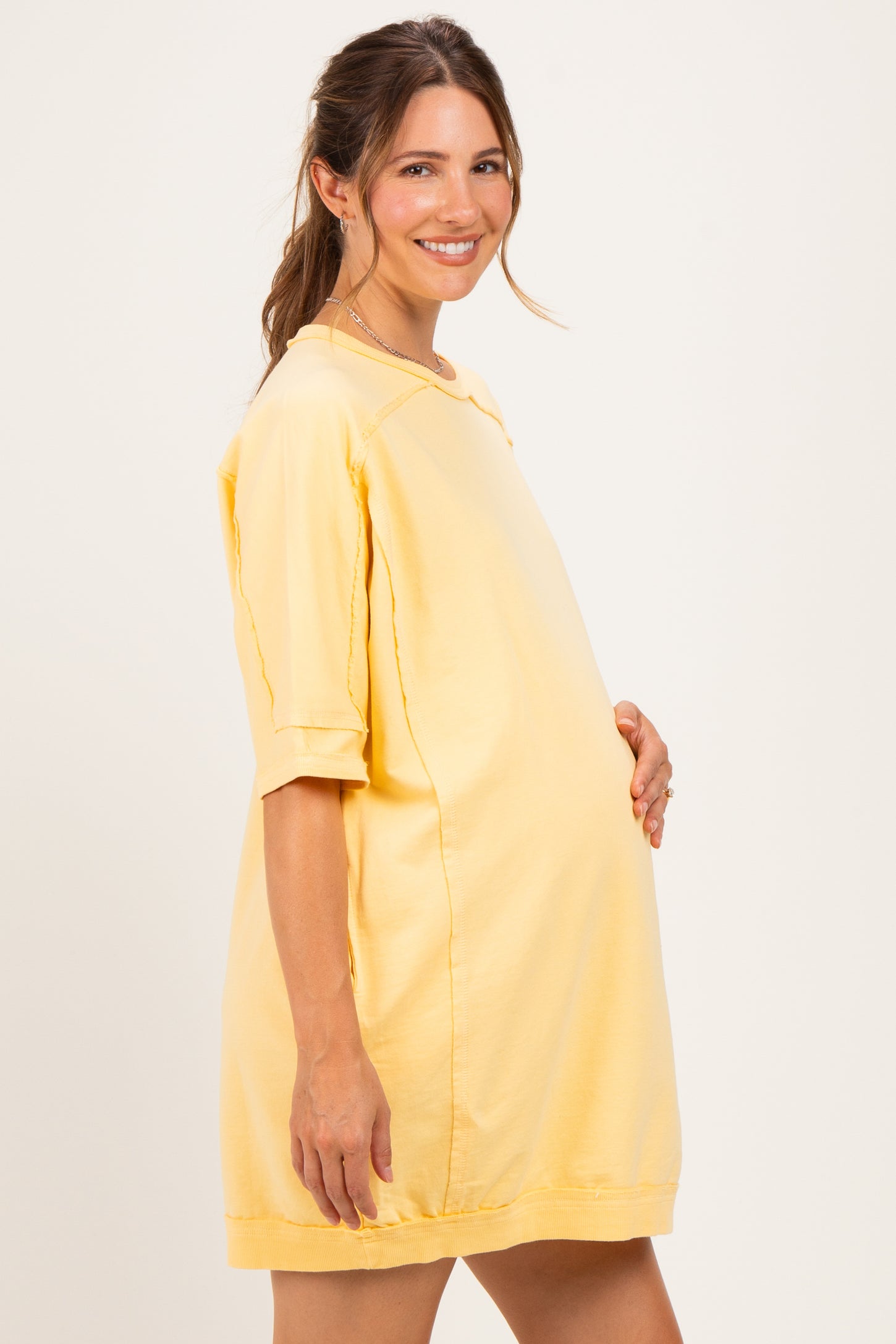 Butter Milk Oversized Maternity T-Shirt Dress