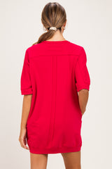 Watermelon Red Oversized Maternity T-Shirt Dress
